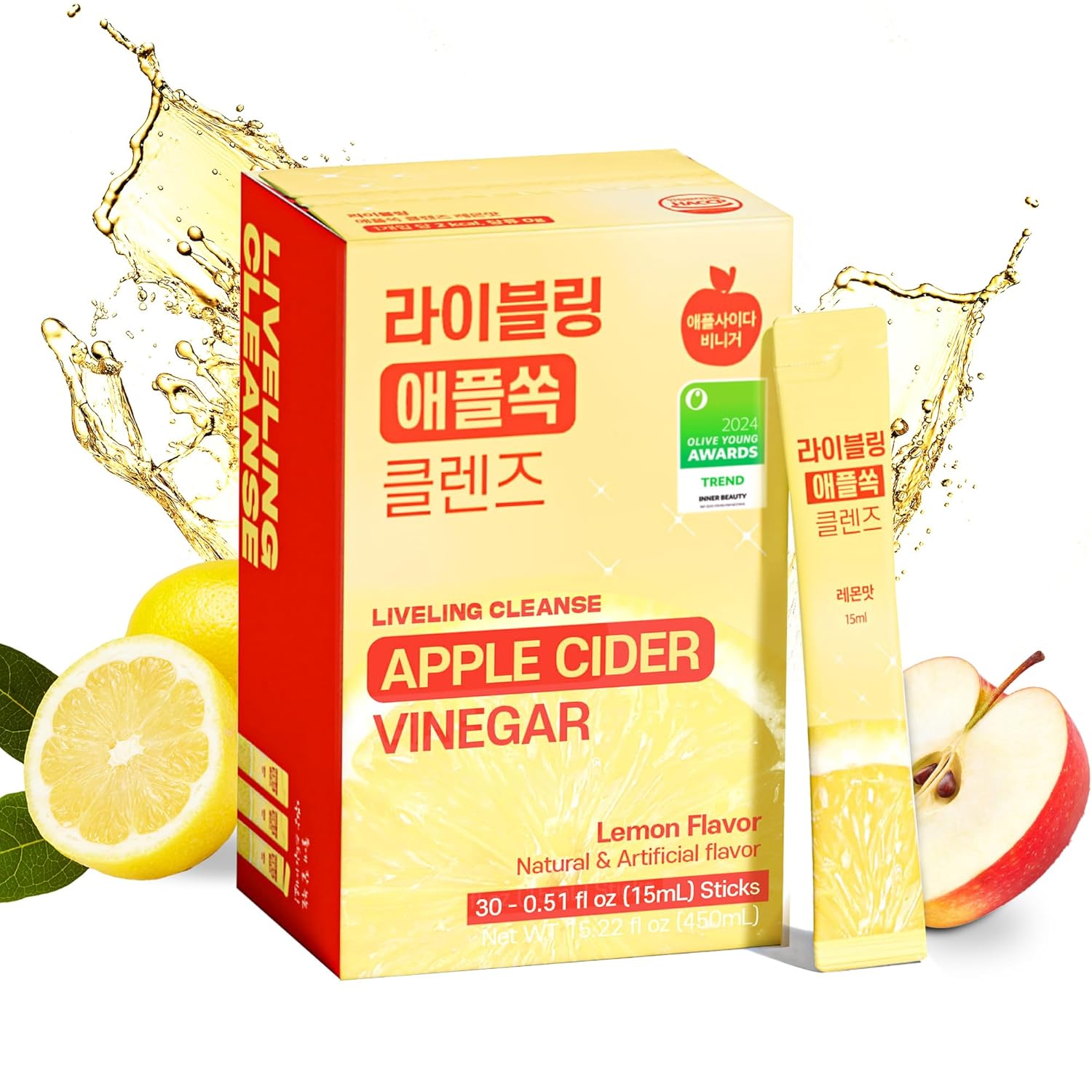 Liveling Apple Cider Vinegar Drink Sticks – Sugar-Free, 30 Packets