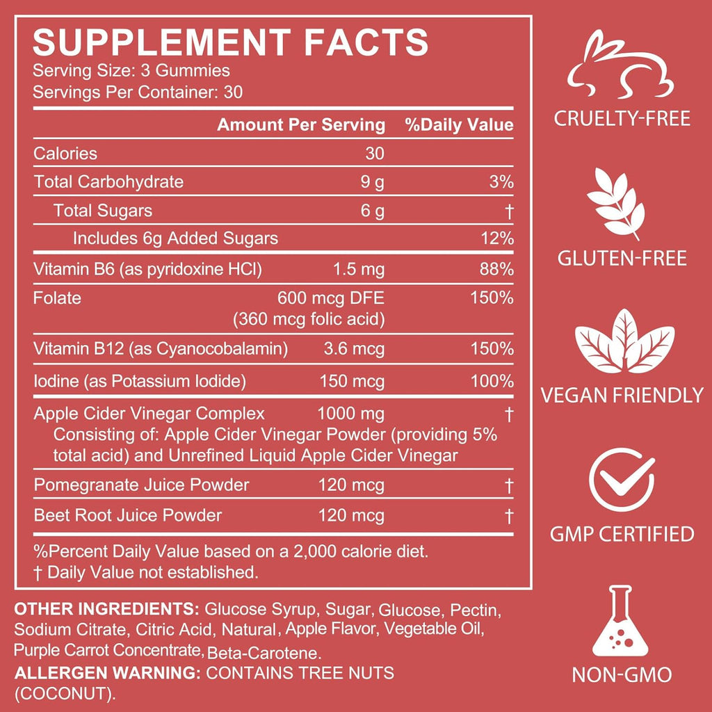 Nifeishi Apple Cider Vinegar Gummies with the Mother – 1,000 mg, 90 Count