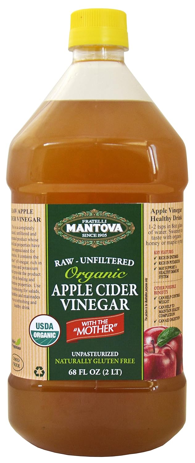 Mantova Organic Apple Cider Vinegar with the Mother – Raw & Unfiltered, 33.8 fl oz