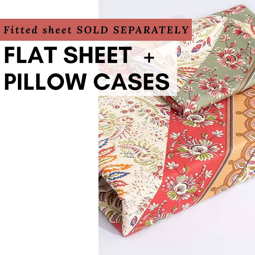 DaDa Bedding Cranberry Sage Floral Flat Sheet Set
