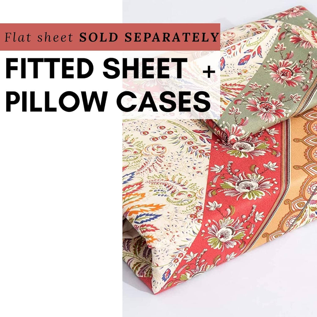 DaDa Bedding Cranberry Sage Floral Fitted Sheet Set