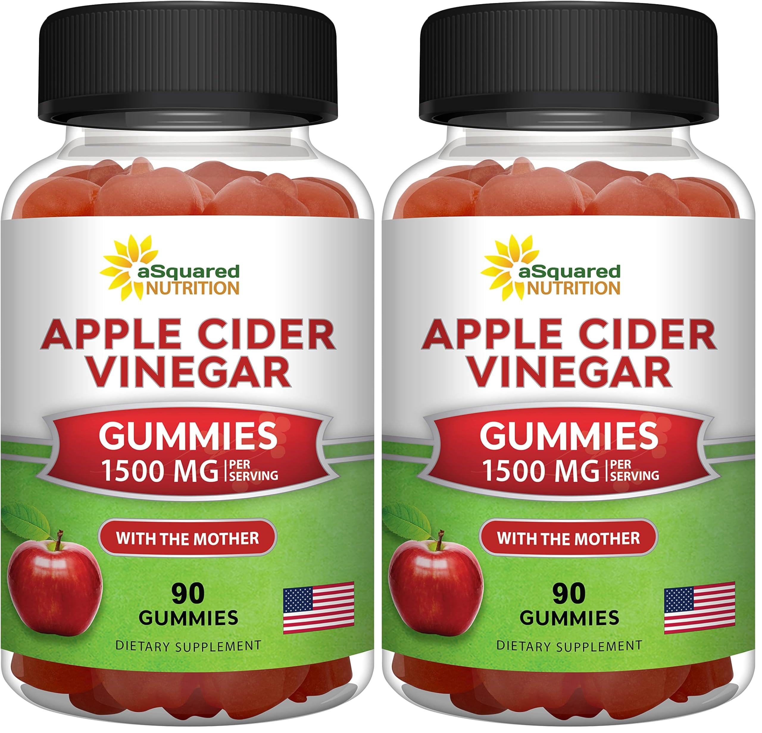 aSquared Nutrition Apple Cider Vinegar Gummies with the Mother – 1,500 mg