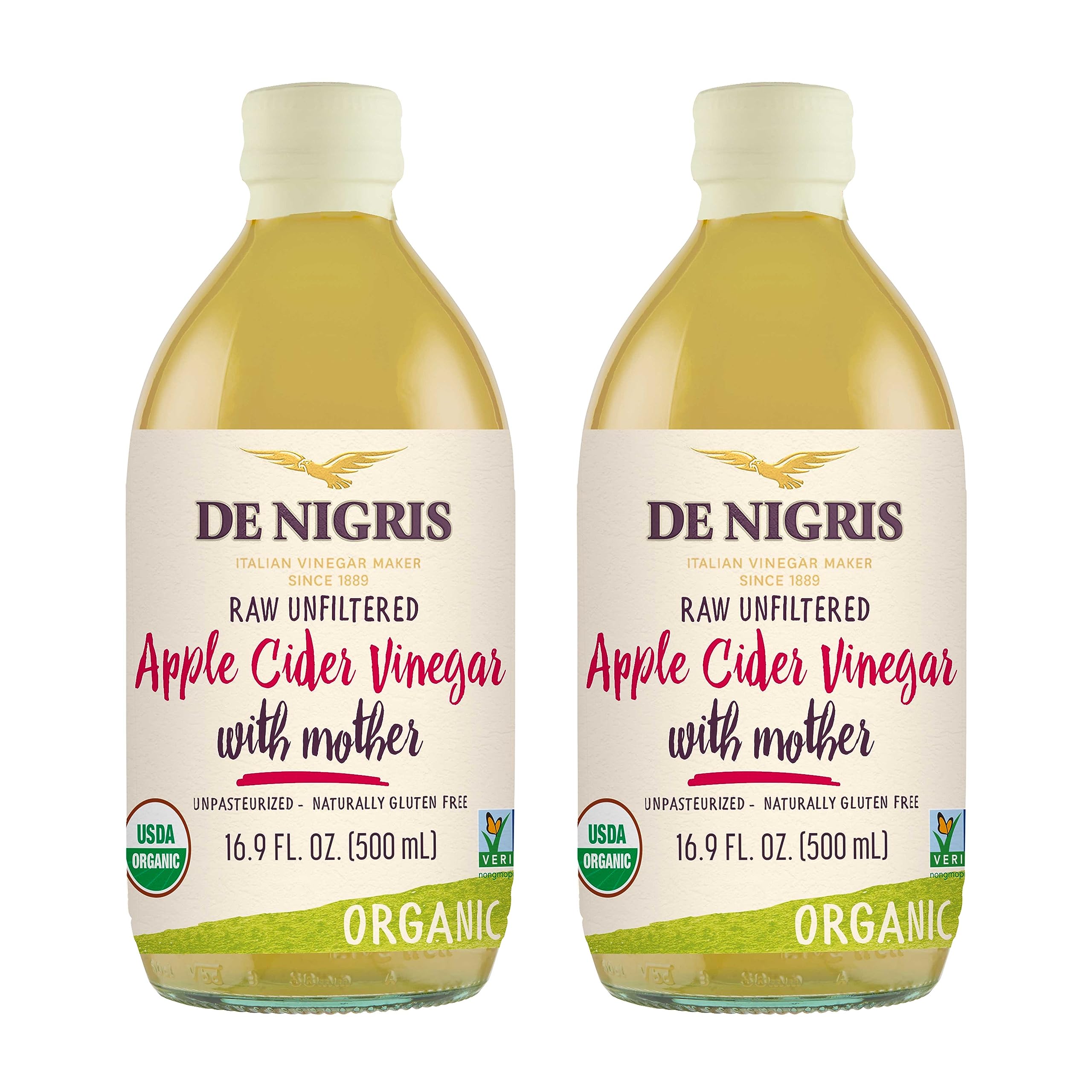De Nigris Organic Raw Apple Cider Vinegar with the Mother – 2 Pack