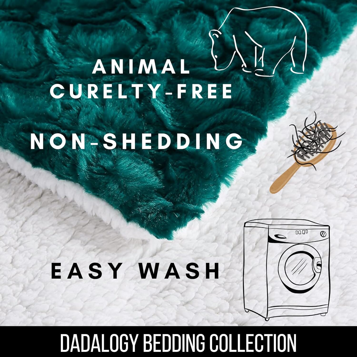 DaDa Bedding Emerald Green Blue Faux Fur Sherpa Throw Blanket