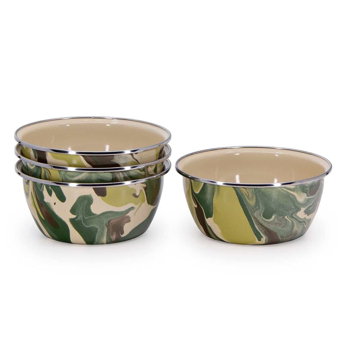 Golden Rabbit Enamelware Salad Bowls - Set of 4