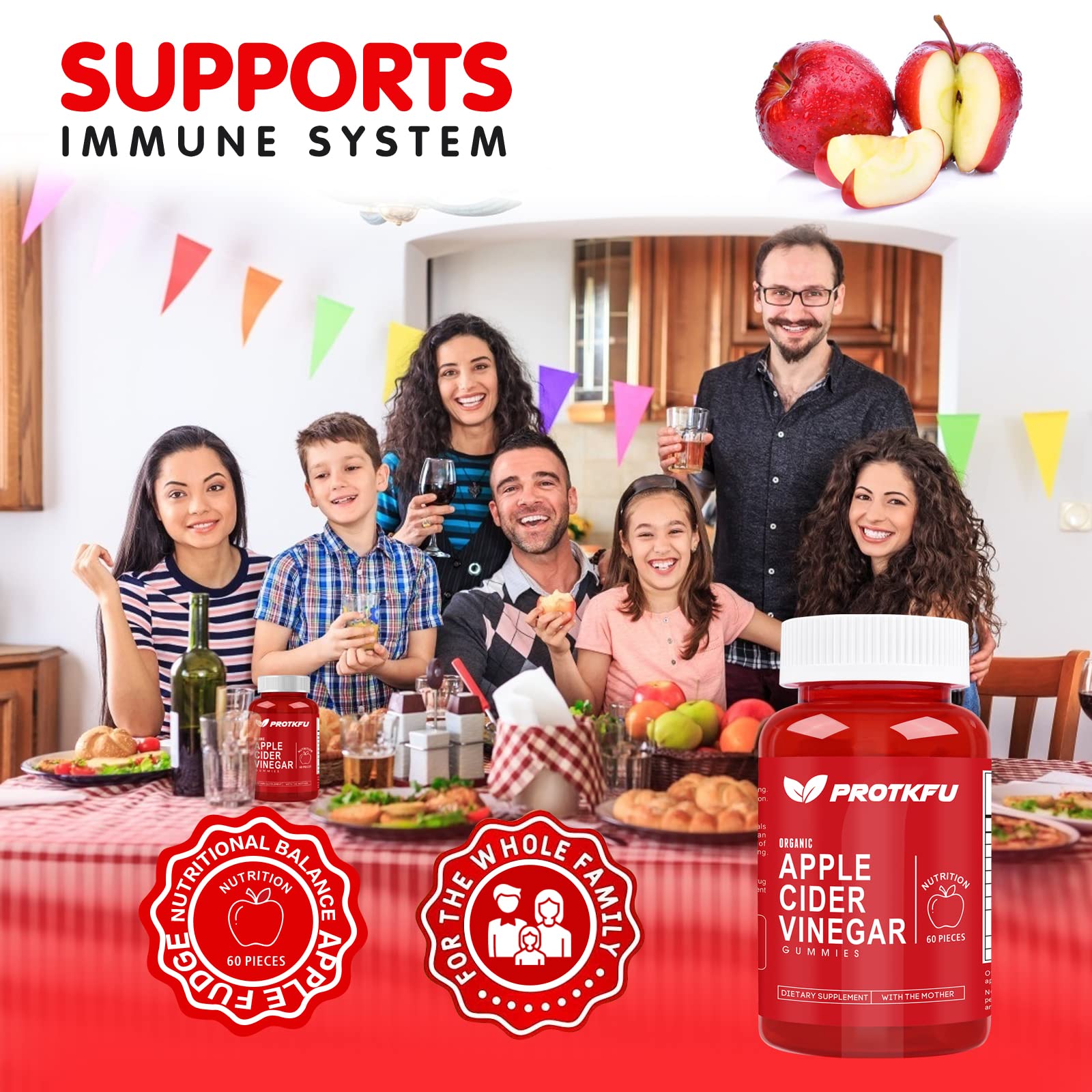 ProTKFU Apple Cider Vinegar Gummies with the Mother – 1,000 mg