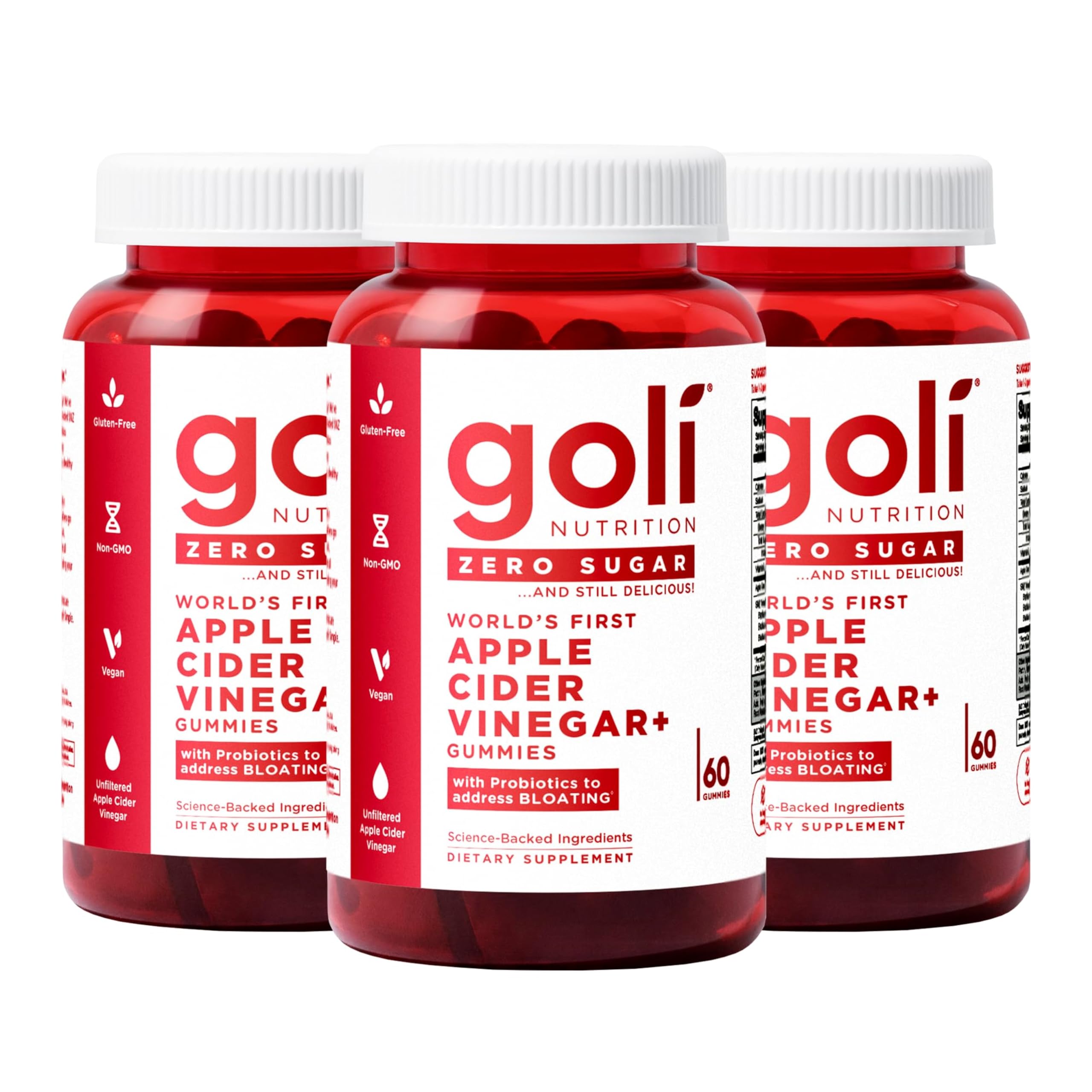 Goli Zero Sugar Apple Cider Vinegar Gummies with Probiotics & Vitamin B12