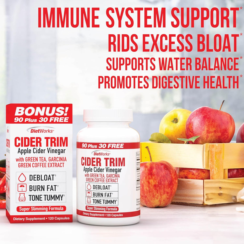 DietWorks Cider Trim Apple Cider Vinegar Capsules – 120 Count