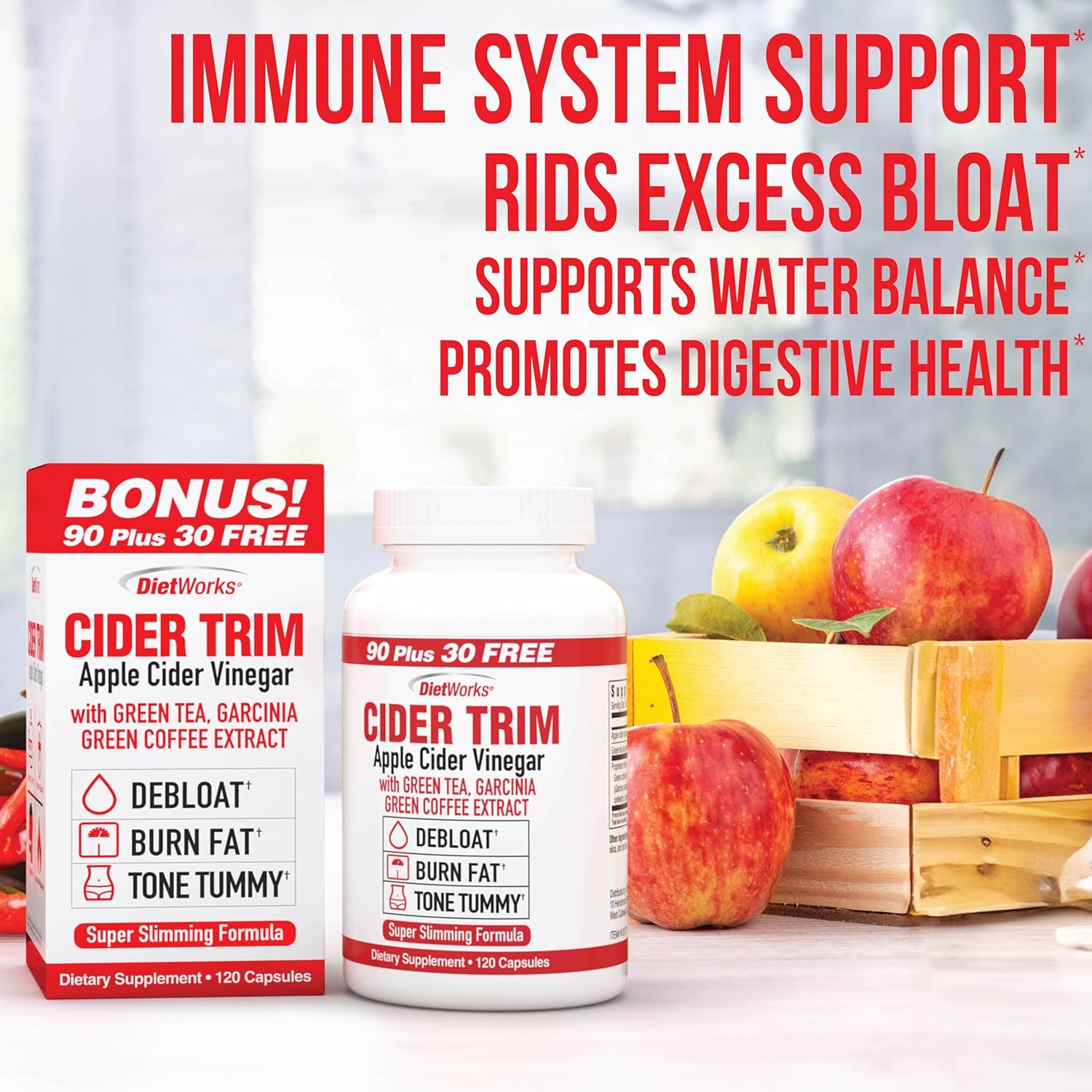 DietWorks Cider Trim Apple Cider Vinegar Capsules – 120 Count