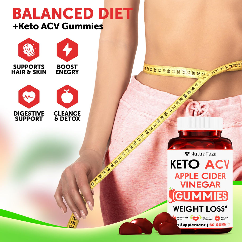 NuttraFlair Keto Apple Cider Vinegar Gummies – Sugar-Free, 1,000 mg, 60 Count