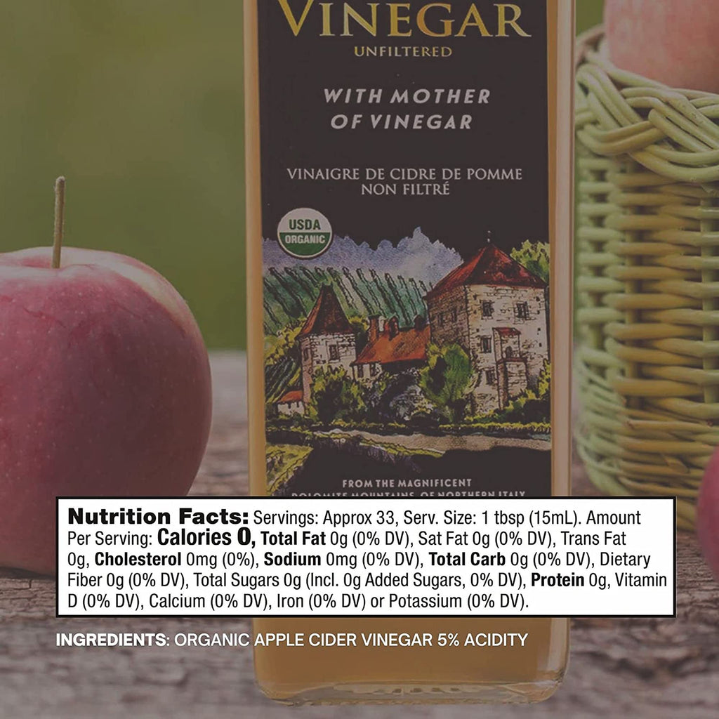 Tuscanini Organic Italian Apple Cider Vinegar with the Mother – 16.9 oz