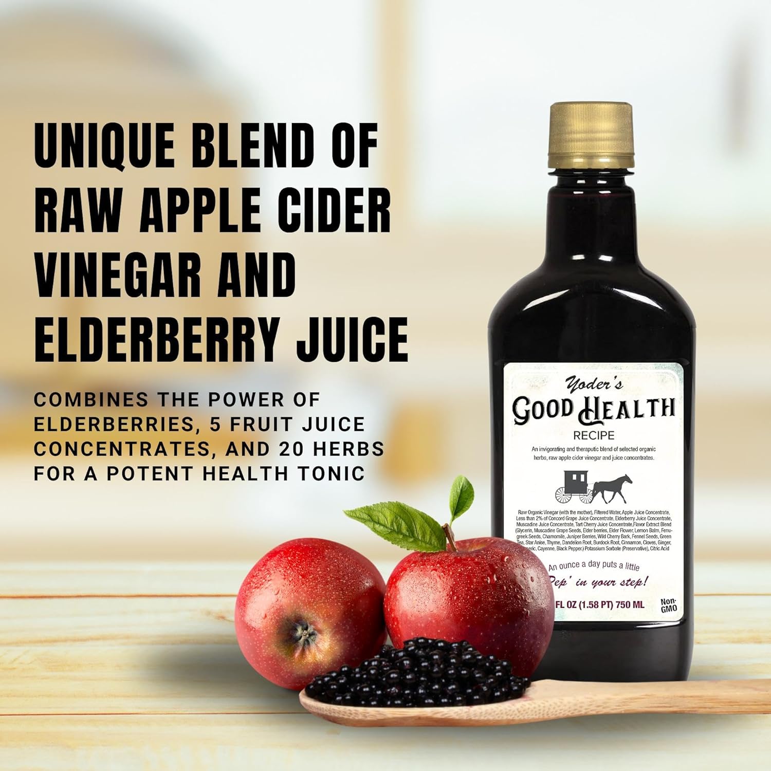Yoder’s Good Health Recipe Apple Cider Vinegar Herbal Tonic – 25 oz