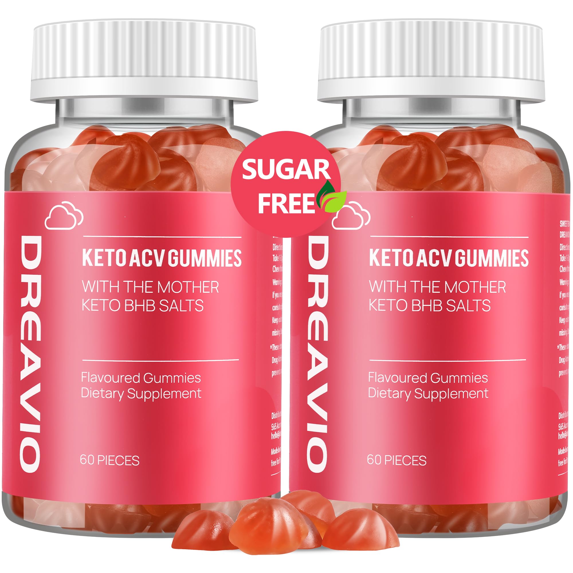 Dreavio Sugar-Free Apple Cider Vinegar Gummies with the Mother – 1,000 mg, 120 Count