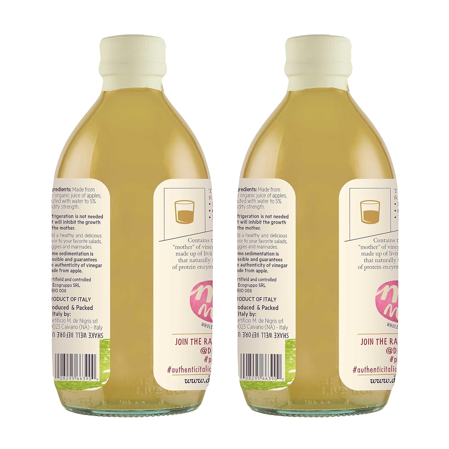 De Nigris Organic Raw Apple Cider Vinegar with the Mother – 2 Pack