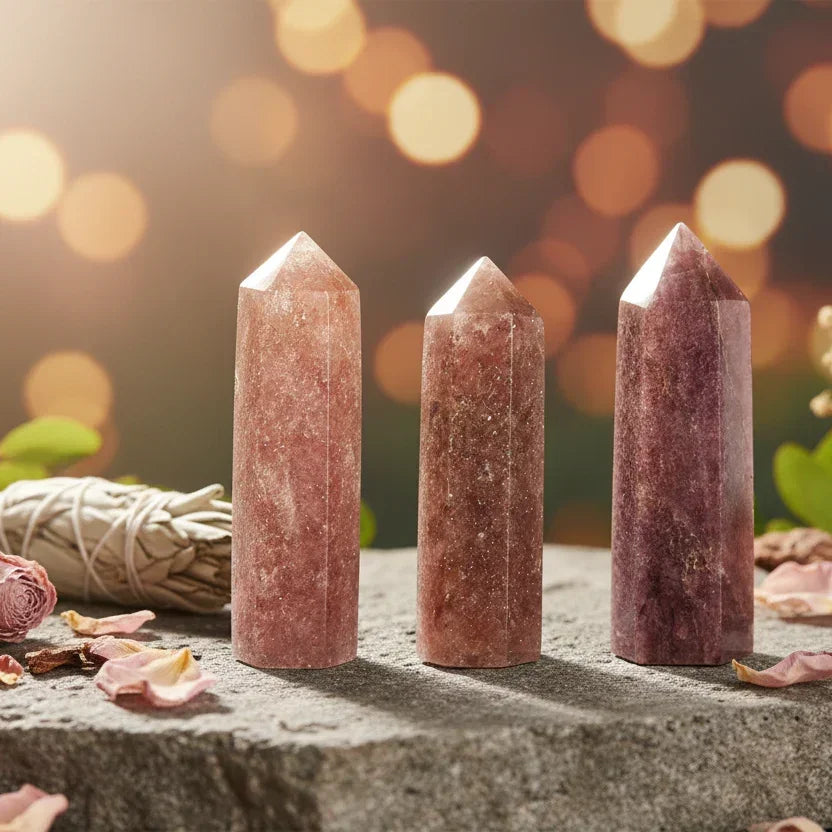 Sparkling Strawberry Quartz Tower