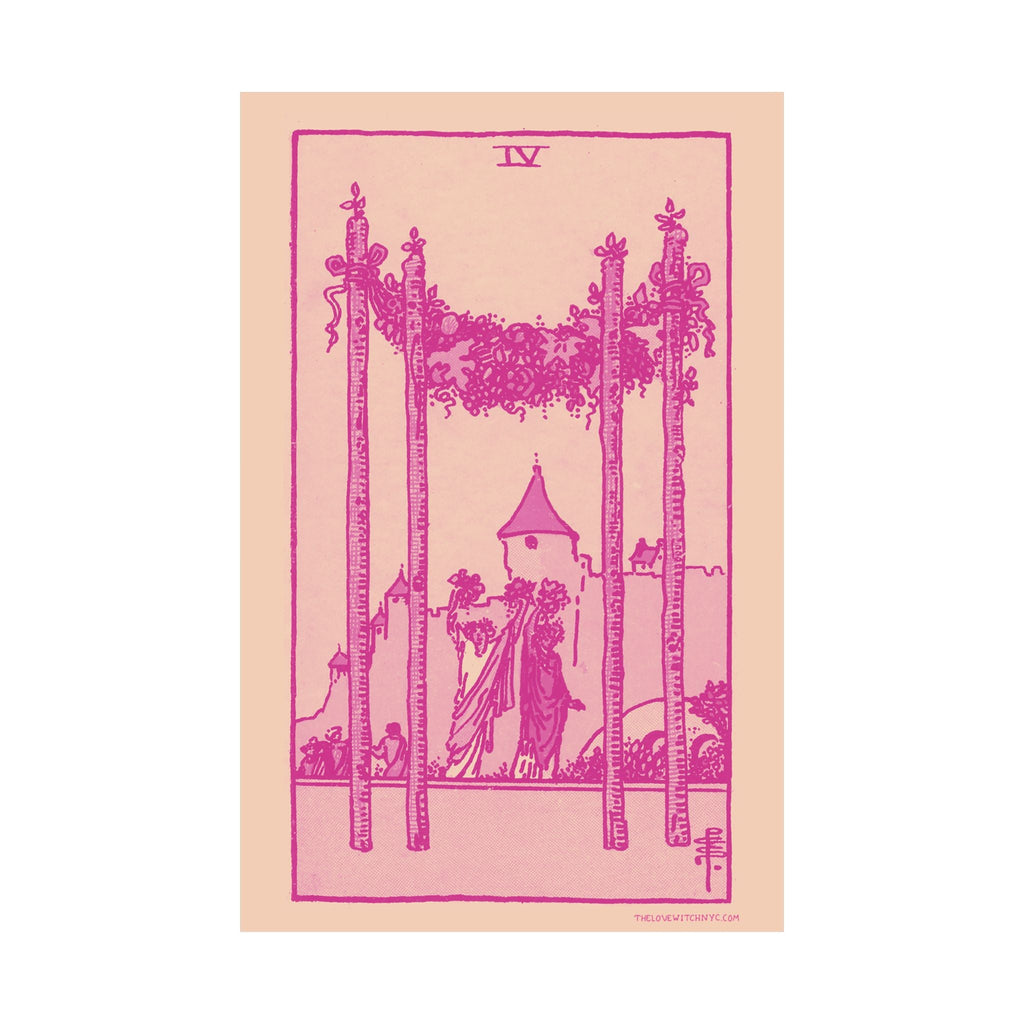 Four of Wands Tarot Card Poster by The Love Witch