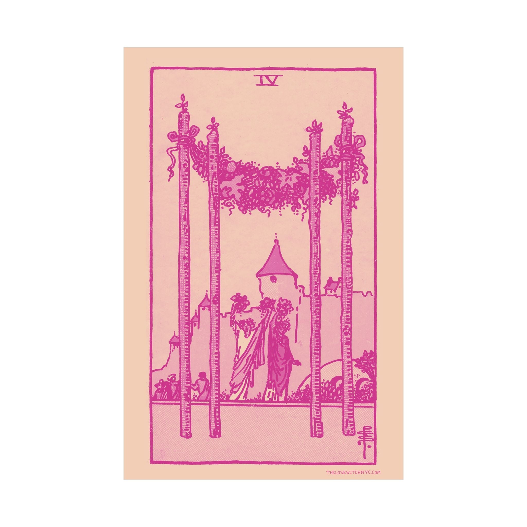 Four of Wands Tarot Card Poster by The Love Witch