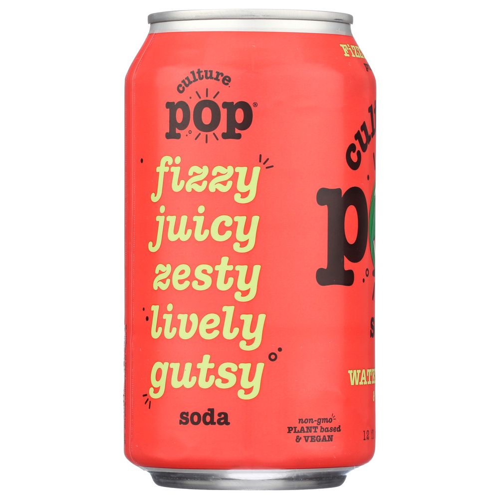CULTURE POP: Watermelon Lime & Rosemary Probiotic Soda, 12 fo