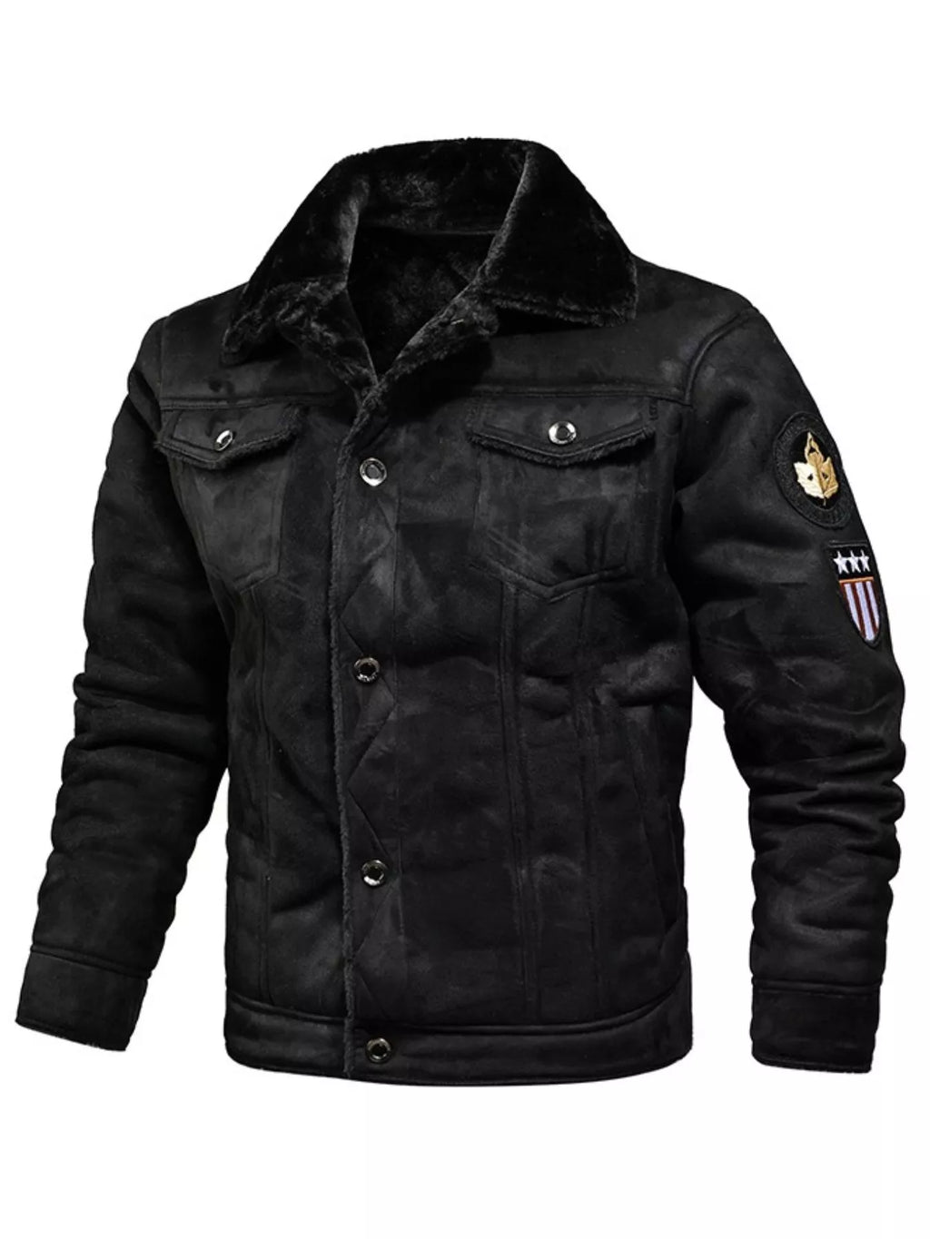 Men's Plus Size Shearling Lined Zip Up Jacket
