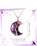 Necklace - Amethyst Moon with tree of life wire housing