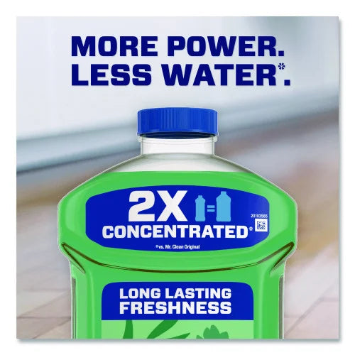 Green bottle with blue label on a blurred background