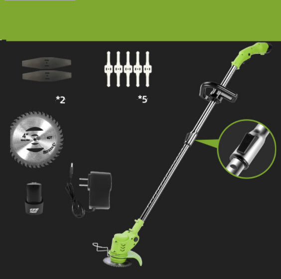 Cordless electric lawn mower and rechargeable garden grass trimmer kit with cutting blades, battery, charger and accessories for lawn, yard and landscaping care