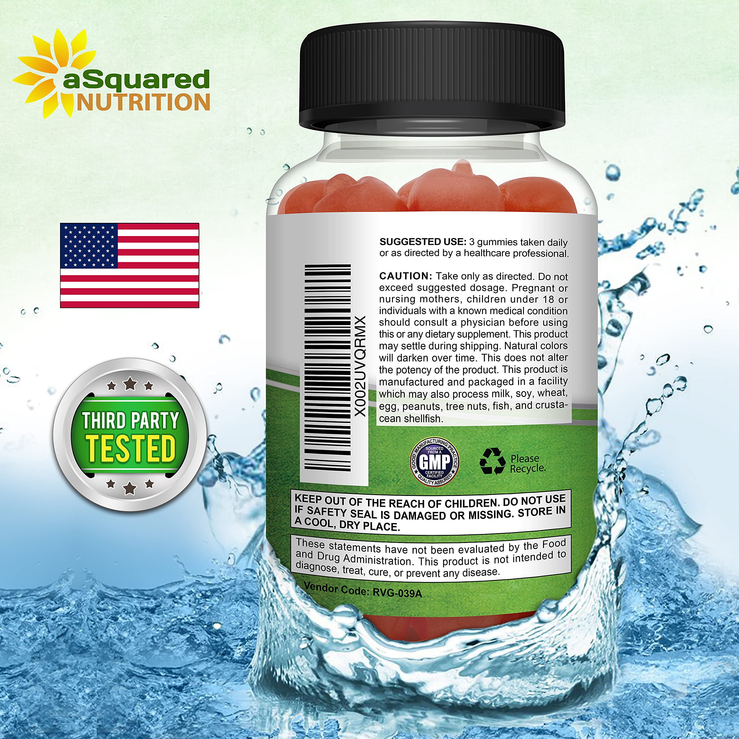 aSquared Nutrition Apple Cider Vinegar Gummies with the Mother – 1,500 mg
