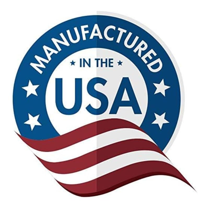 Logo with 'Manufactured in the USA' text and American flag design on a white background