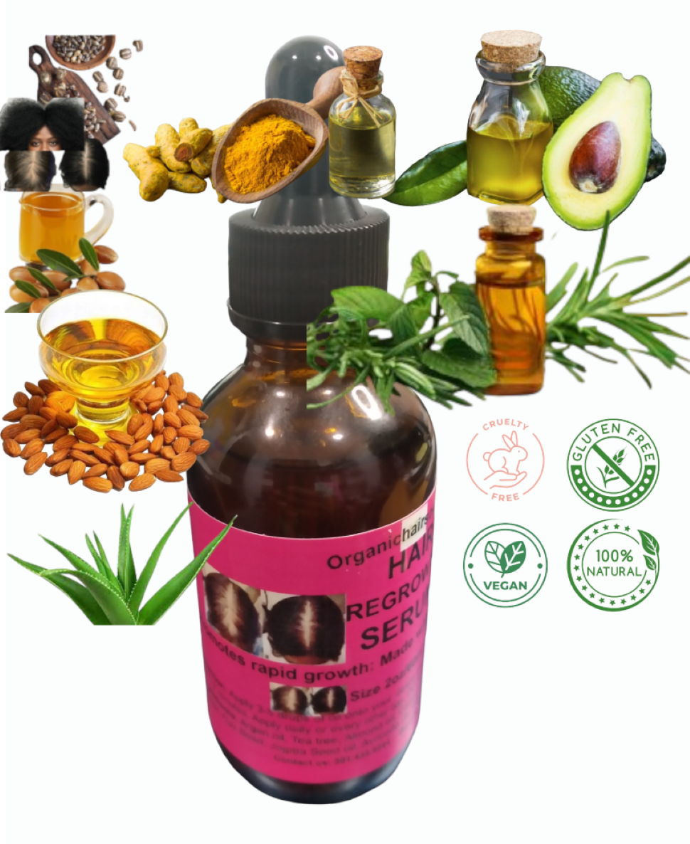 Hair Regrowth Serum-with Peppermint Oil, Tea Tree Oil, Argan oil, Jojoba seed, Avocado oil, Castor oil, Sweet Almond, Vitamin E Oil for Scalp and Hair