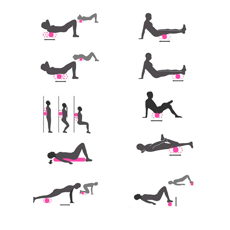 Illustrations of various fitness exercises on a white background