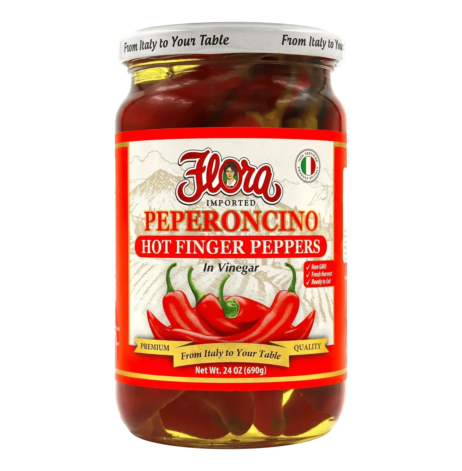 Peperoncino Hot Finger Peppers - In Vinegar - 24 oz