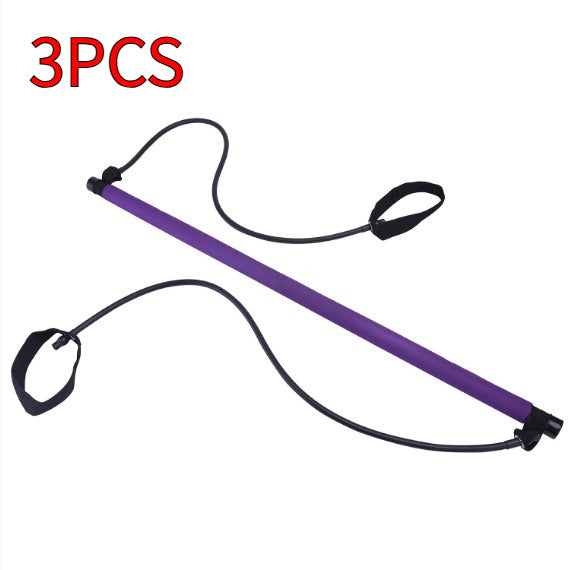 Three purple resistance bands with black handles on a white background, labeled '3PCS'.