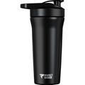 A matte black shaker bottle with a matching black lid and flip spout, featuring the white 'PERFECT SHAKER' logo near the bottom, shown on a solid white background.