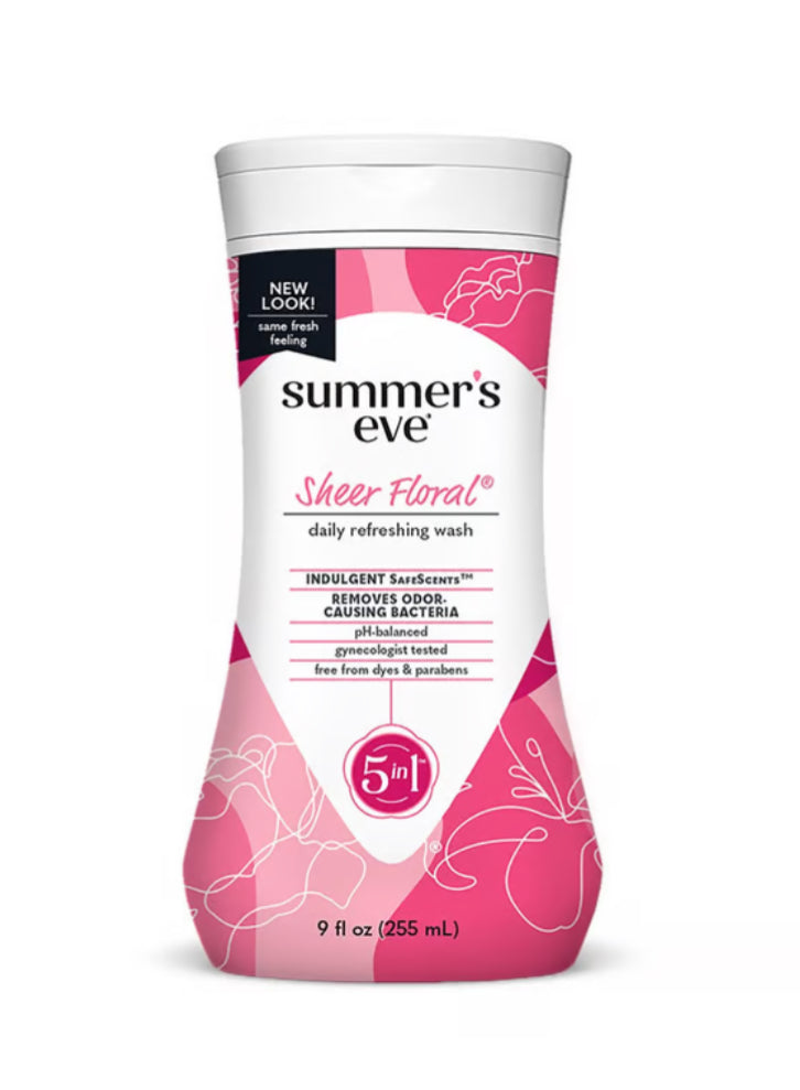 Summer's Eve Sheer Floral daily refreshing wash bottle on a white background