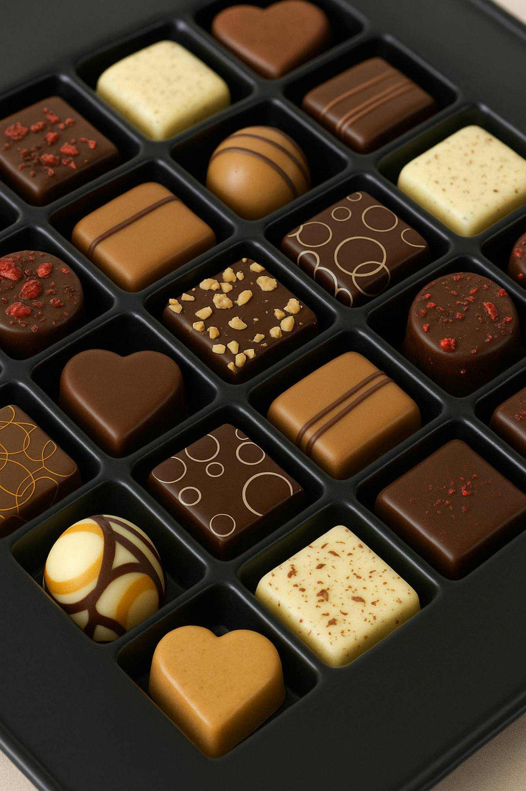 Andy Anand Belgian Chocolate Truffles Gift Box – Gourmet Bonbon Ganache Assortment (25 Pcs, 7.8 oz) Made with 60% Chocolate (Cocoa Butter)