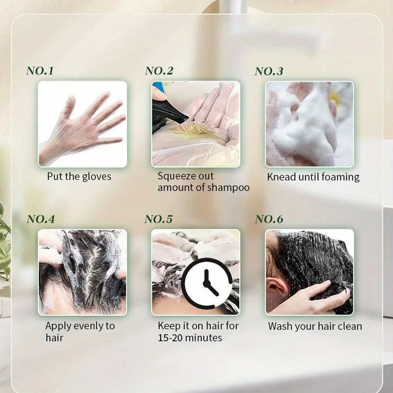Hair Dye Shampoo 3 in 1 Black Dark Brown Hair Color Shampoo Gray Coverage Herbal Natural Plant Based Coloring Women Men