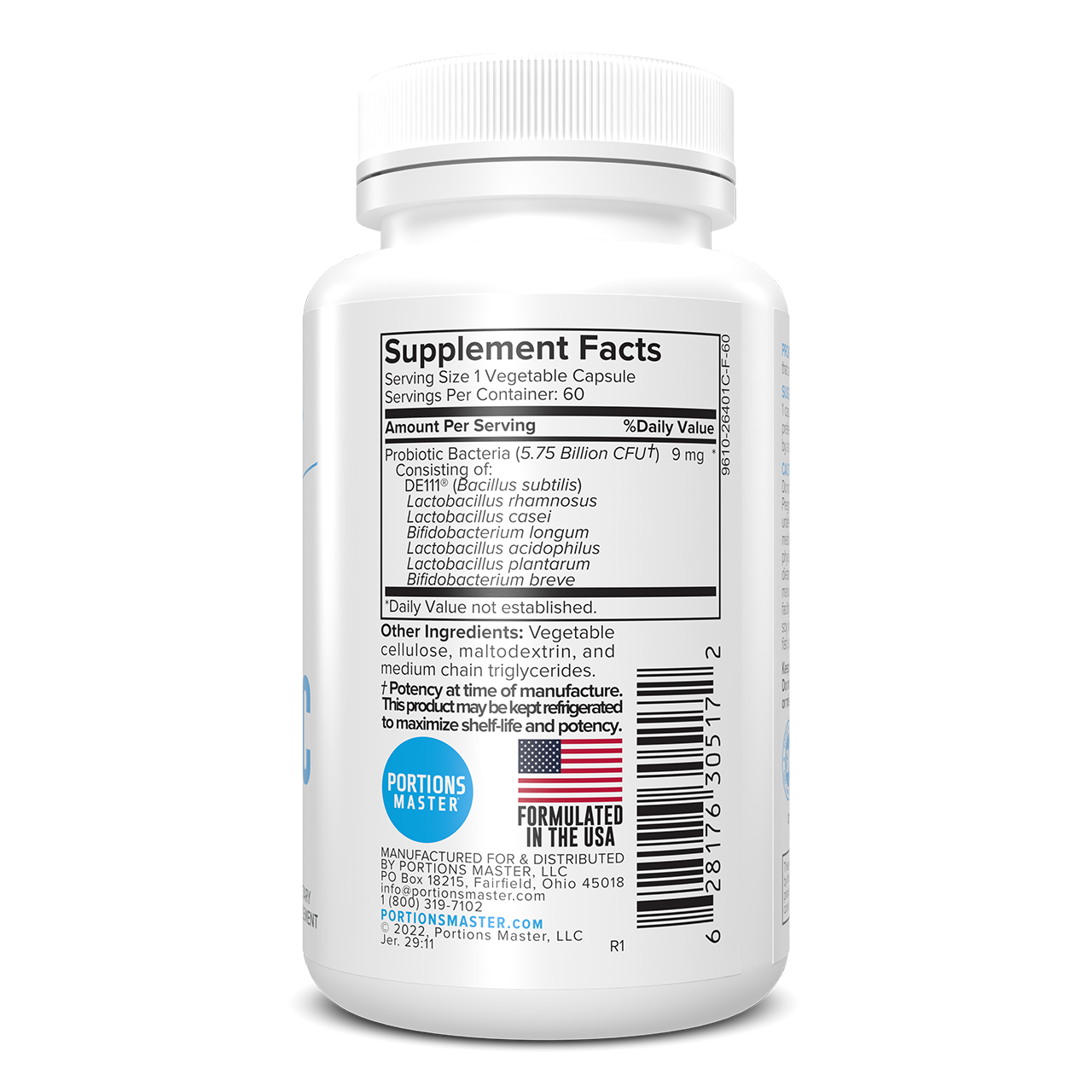 Portions Master Advanced Probiotic 5.75 Billion Gastrointestinal Support (60 Count)
