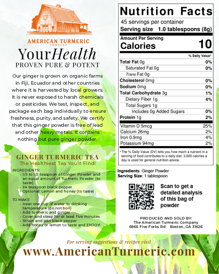 All Natural Ginger Root Powder – Certified Lead-Free, Heavy Metal Tested, Gut & Joint Support