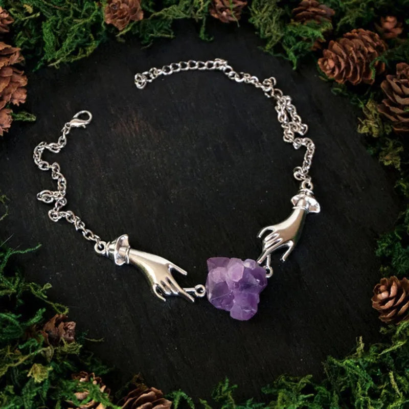 Hand Chain Crystal Necklace