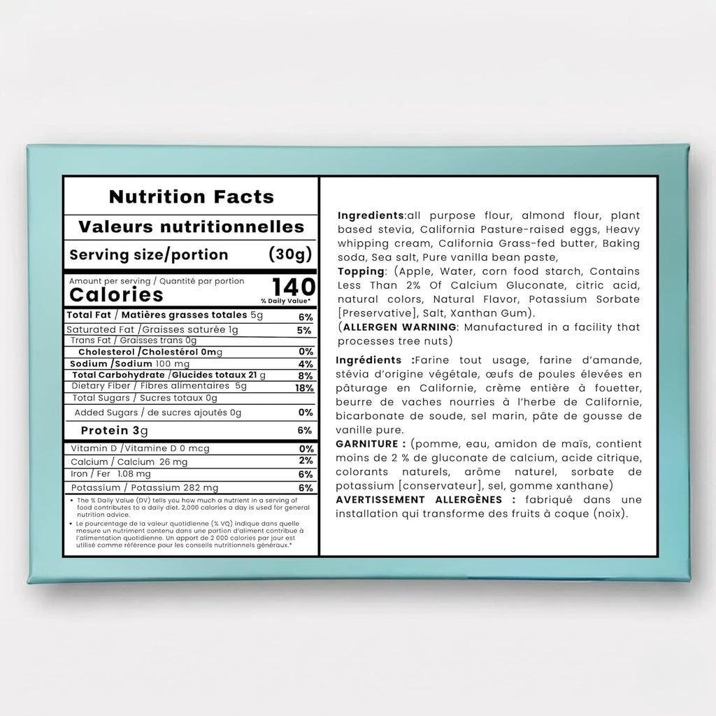 Nutrition facts label on a light blue background