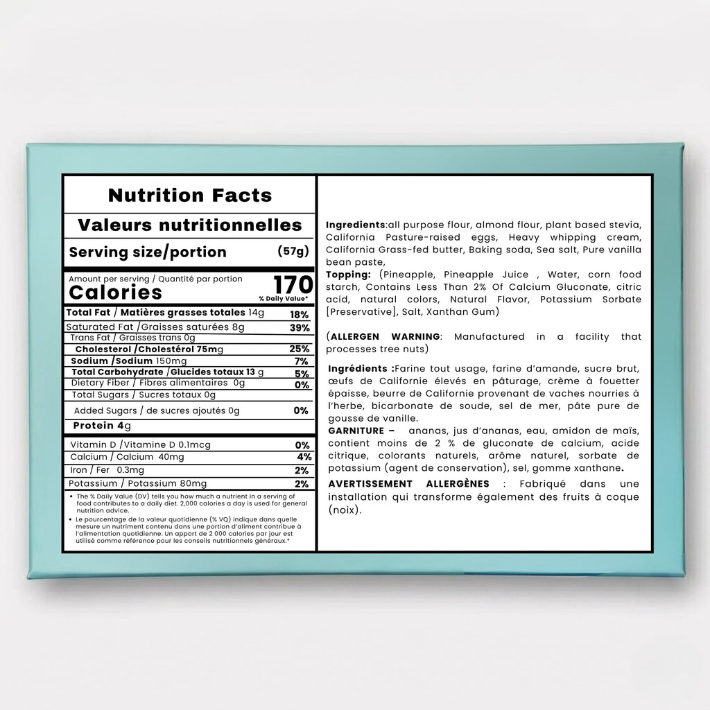 Nutrition facts label on a light blue background