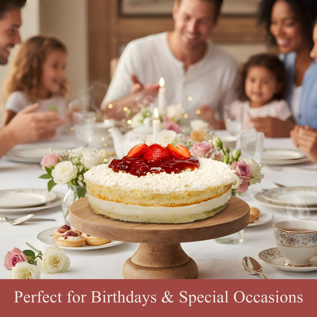 Family gathered around a table with a cake, celebrating a special occasion.