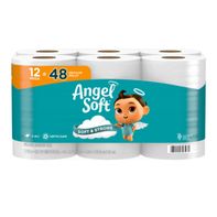 Angel Soft Toilet Paper 12 = 48 Mega Rolls Family Value Pack – Soft & Strong 2-Ply Septic Safe Bathroom Tissue Bulk Pack for Home & Office