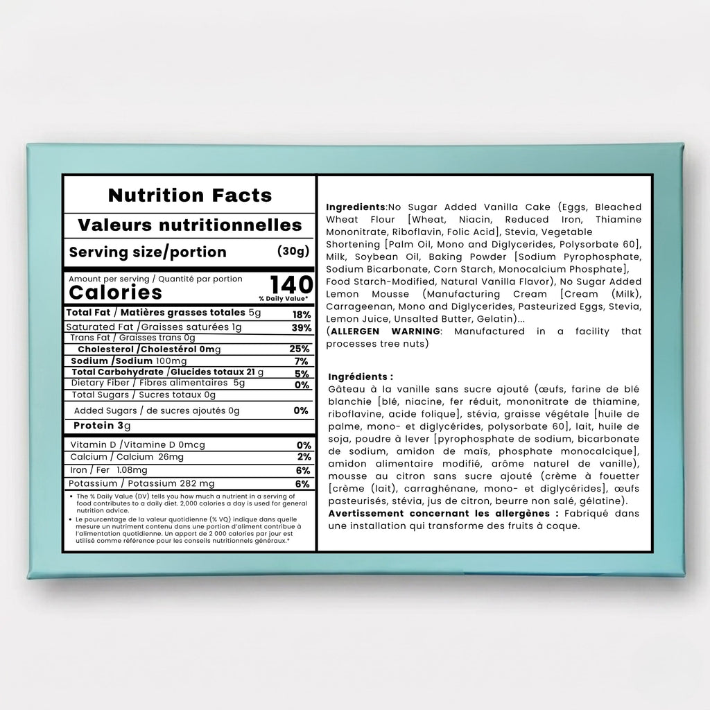 Nutrition facts label on a light blue background