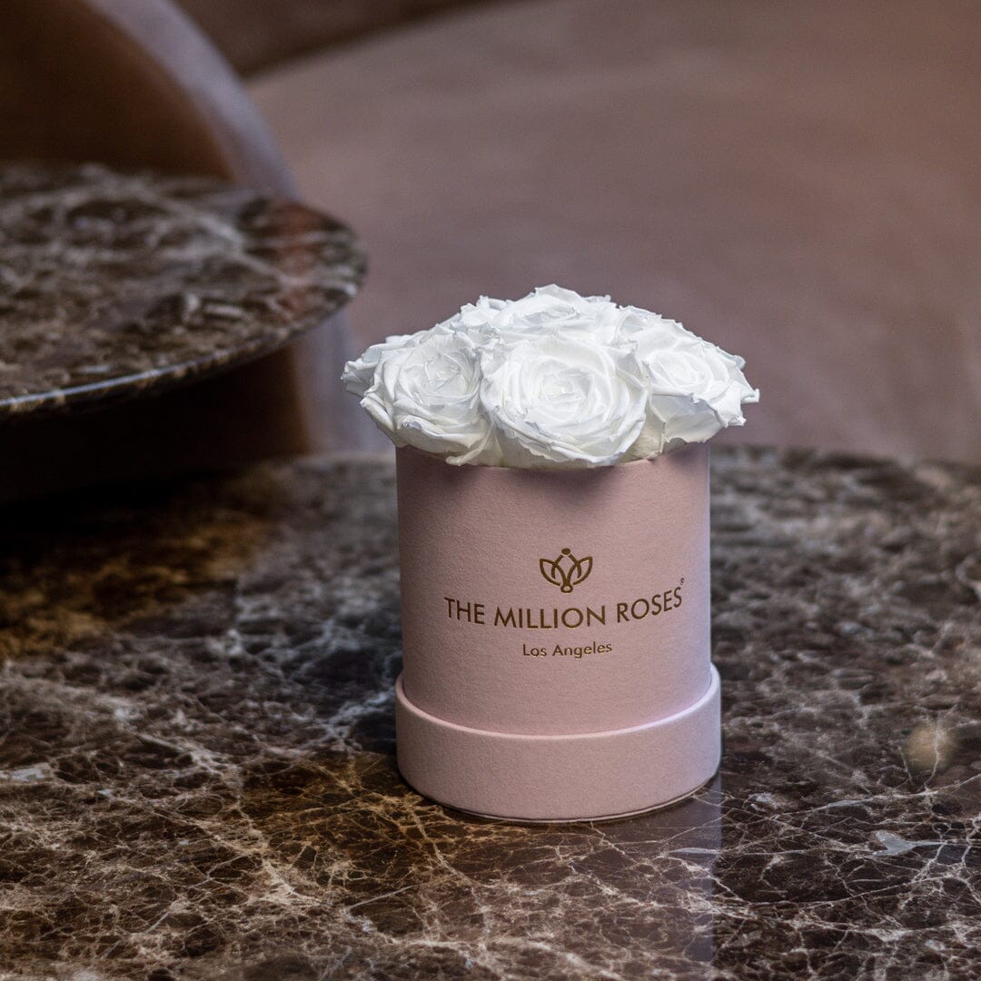 Essence Light Pink Suede Box | White Roses