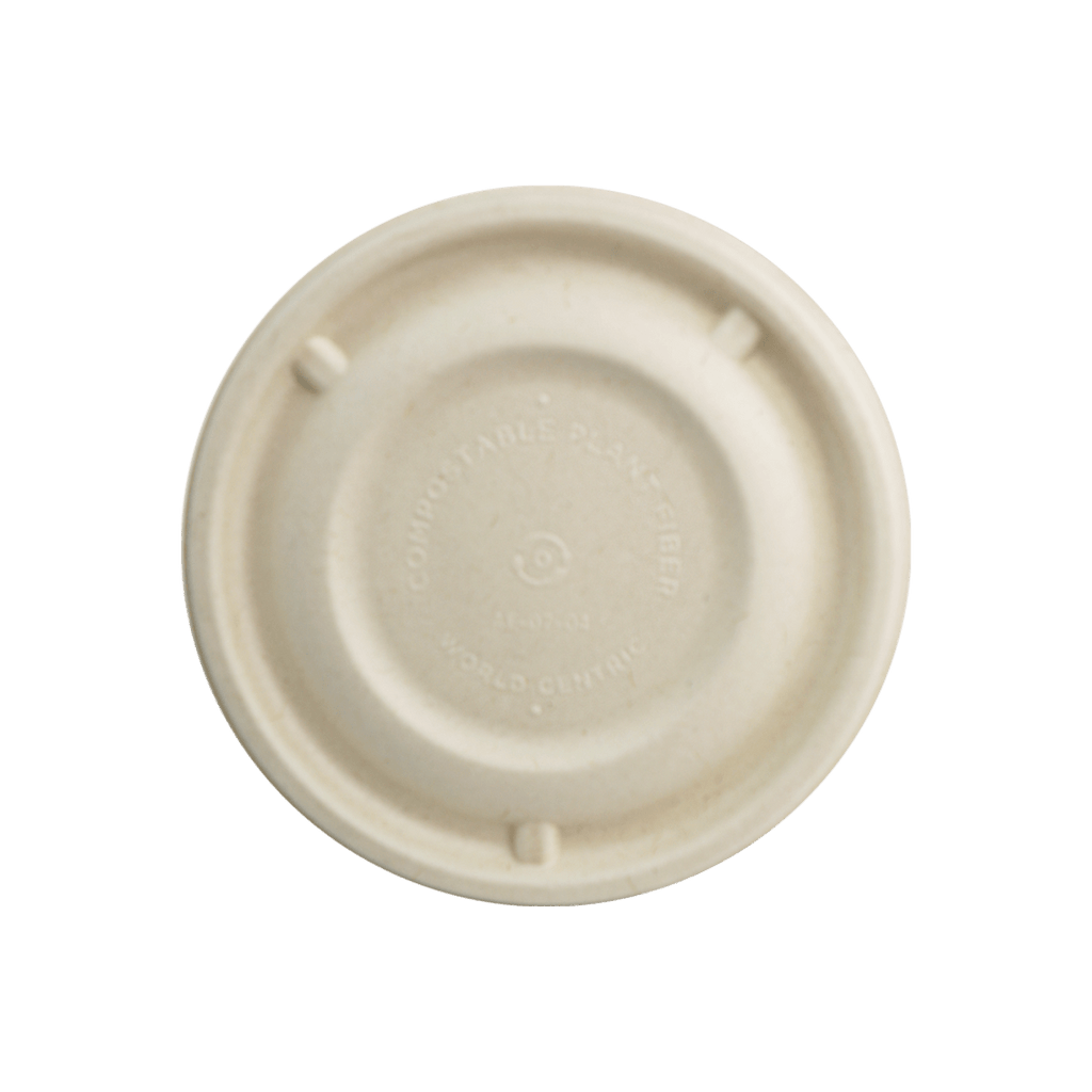 World Centric 12 oz Barrel Bowl Fiber Lid Compostable Plant Fiber (QTY 500), SKU BBL-SC-12N-LF