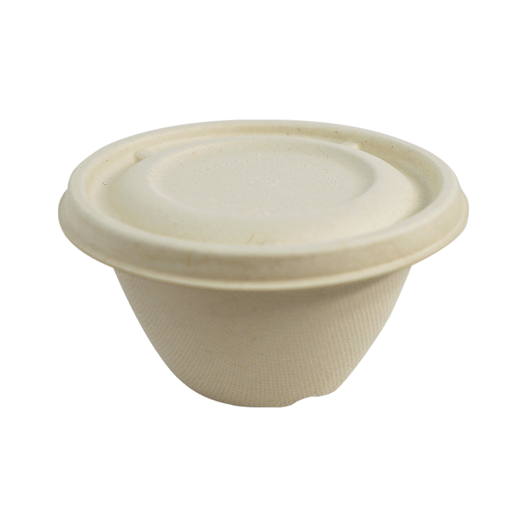 World Centric 12 oz Barrel Bowl Fiber Lid Compostable Plant Fiber (QTY 500), SKU BBL-SC-12N-LF