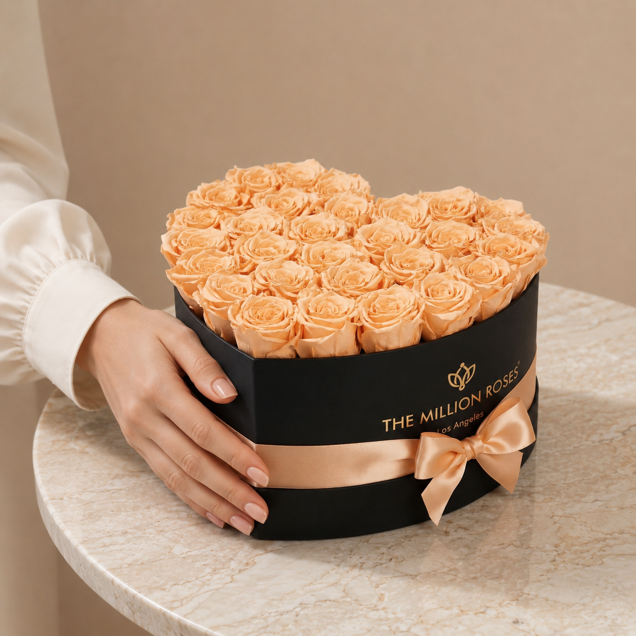 Heart Black Box | Peach Roses