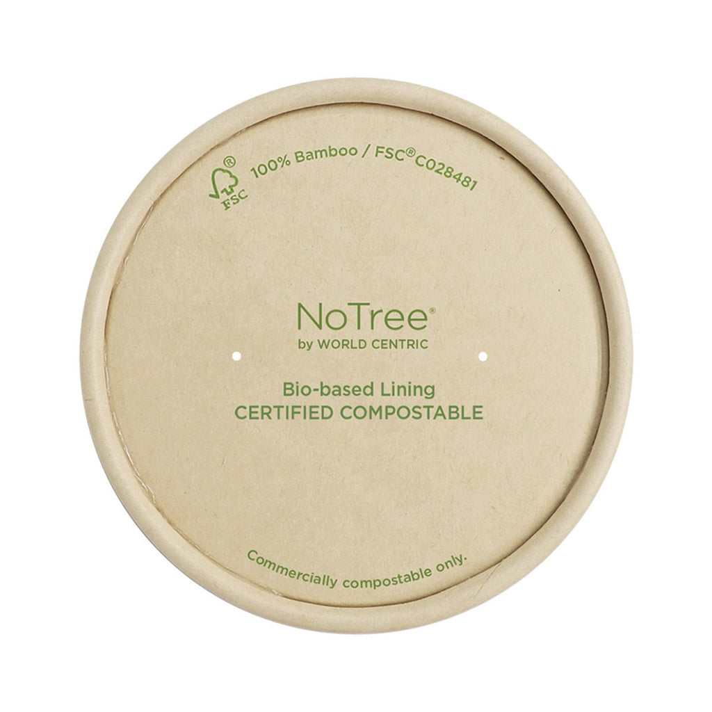 World Centric 8oz Paper Bowl Lid Kraft Bamboo Compostable (QTY 500), SKU BOL-PA-8-K