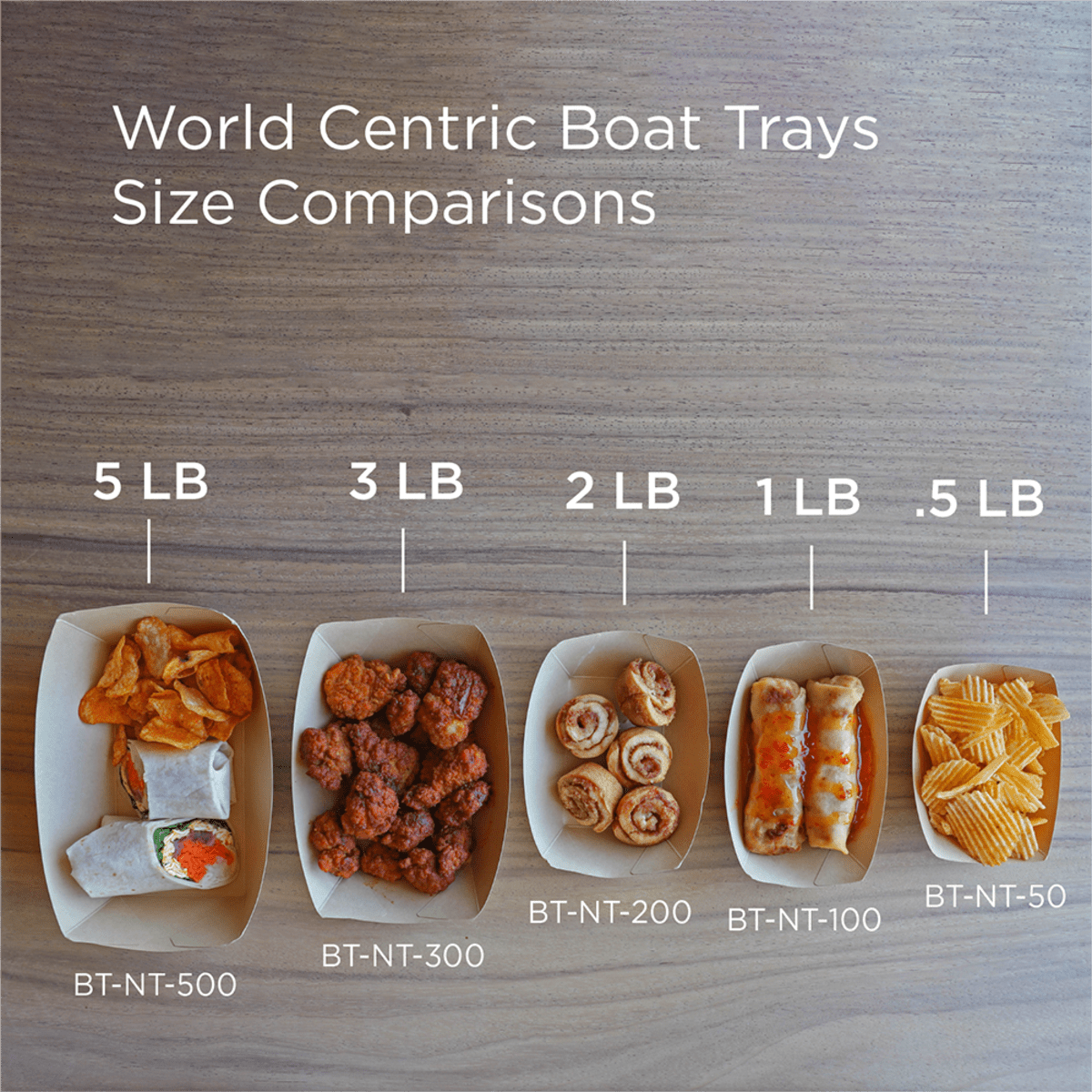 World Centric 1lb NoTree Bamboo Boat Tray, Compostable (QTY 1000), SKU BT-NT-100